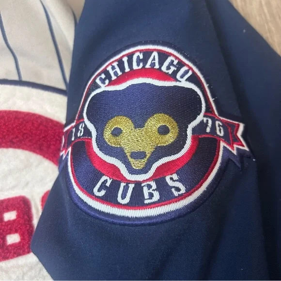 Chicago Cubs Majestic Cooperstown Collection Pinstripe Jacket Mens Size Large - Picture 5 of 16